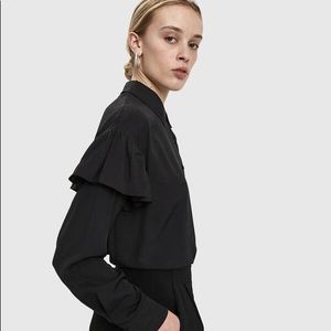 ~Ayda ruffle shoulder blouse - black STELEN~